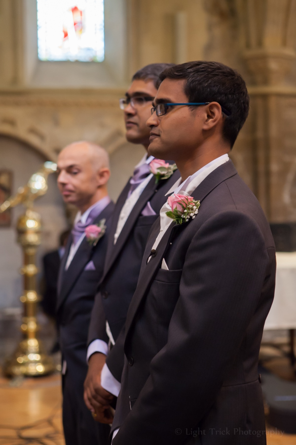 groom waiting for bride in church